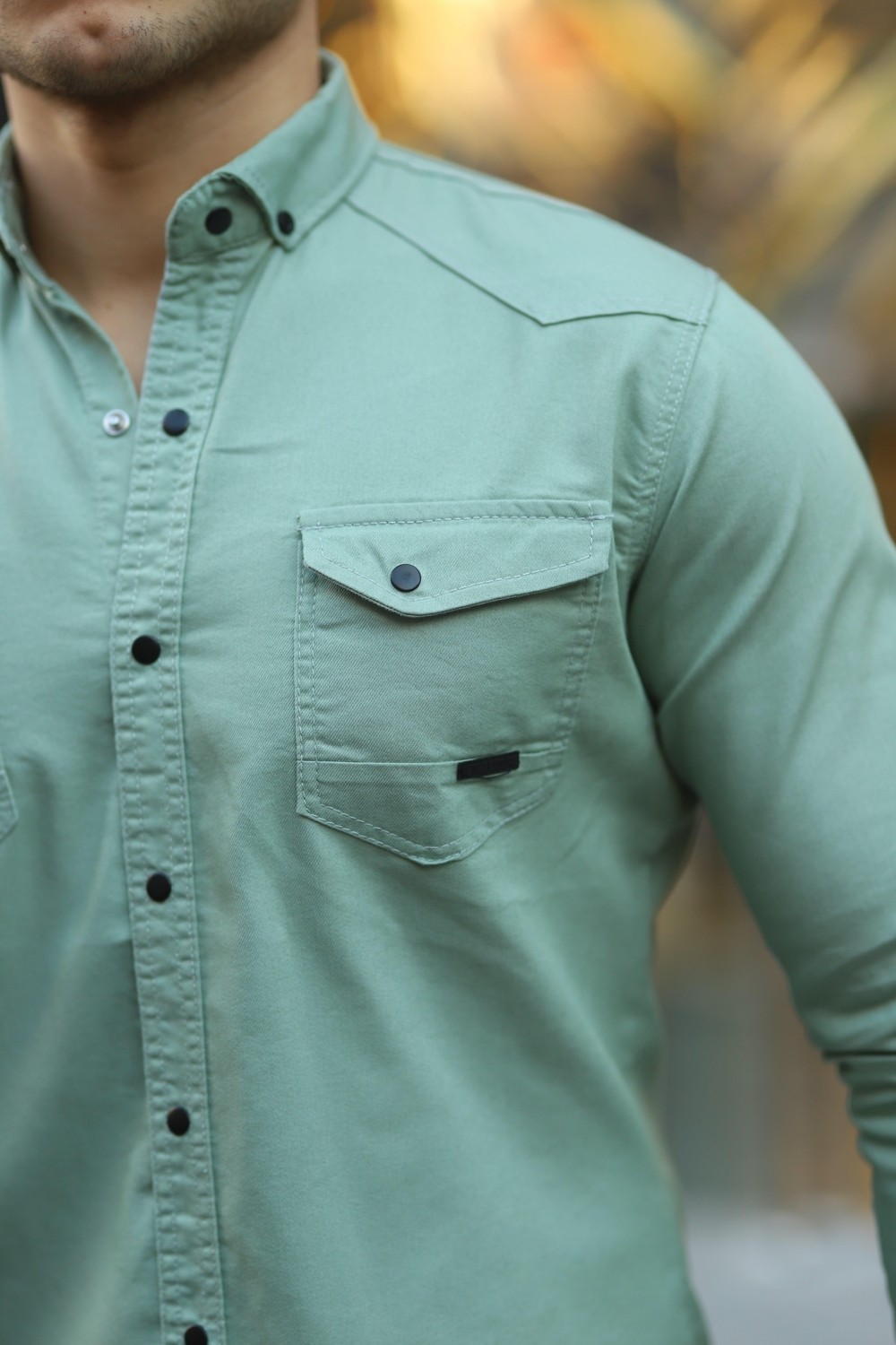Comstar Erkek Slim Fit Çift Cepli Kot Gömlek görsel 7