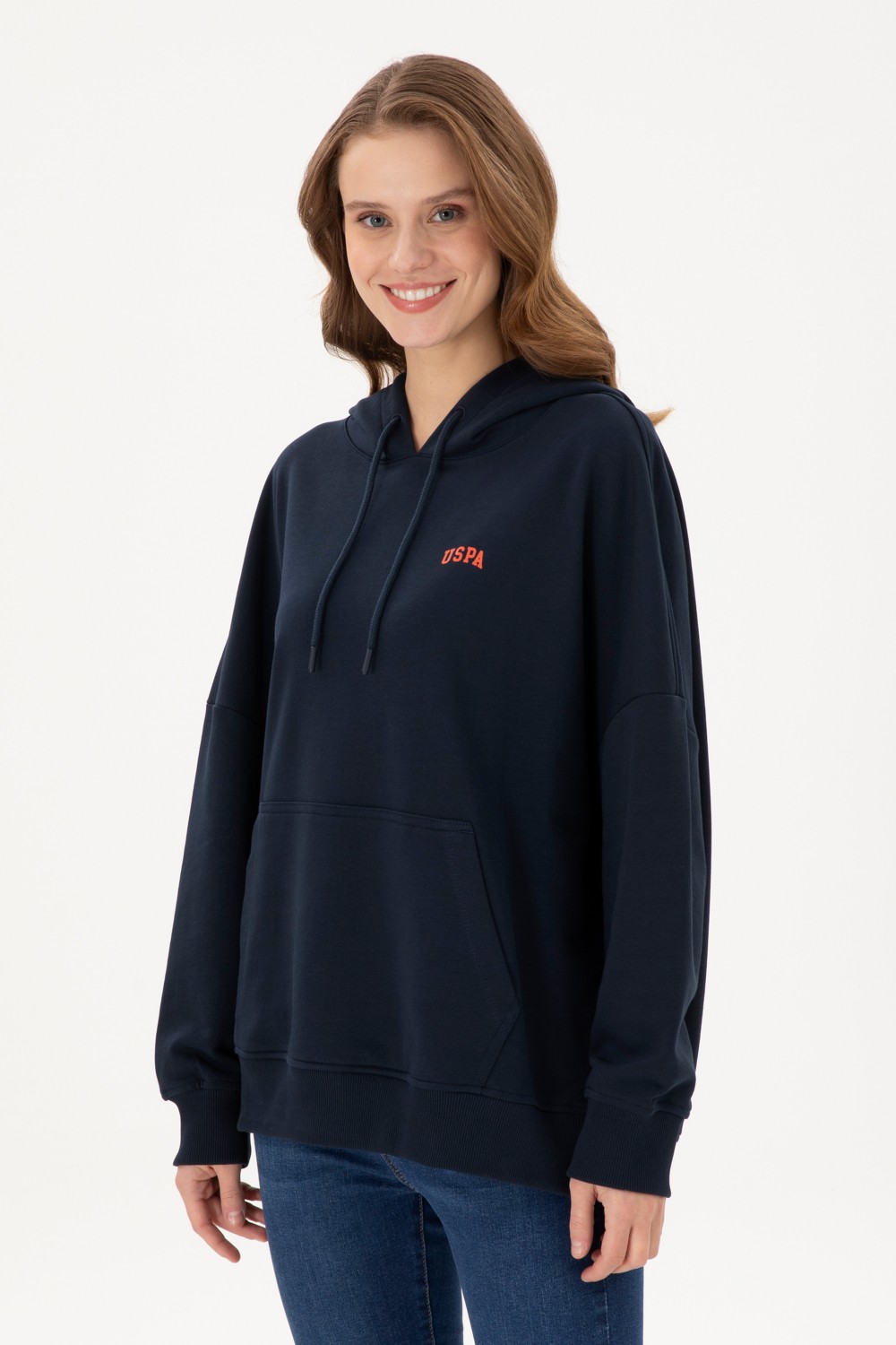 U.S. Polo Assn. Kadın Pudra Kapüşonlu Basic Sweatshirt 50297324-VR042