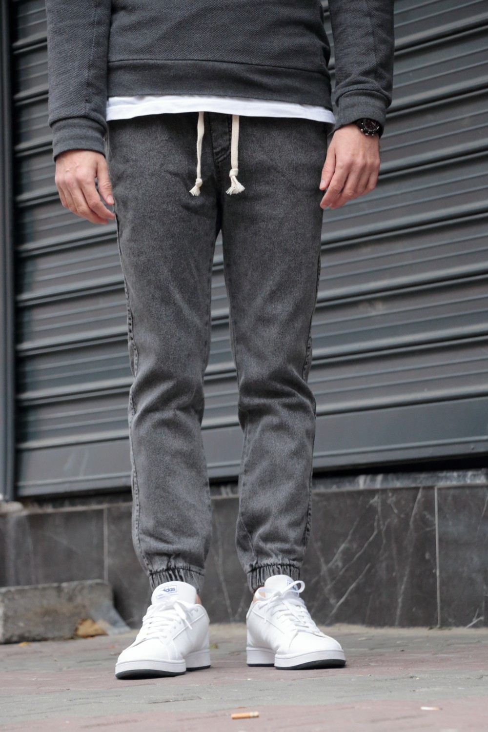 Greenpoll Erkek Siyah Jogger Kot Pantolon - Lastikli Bel ve Paça, Yıkamalı Denim görsel 6