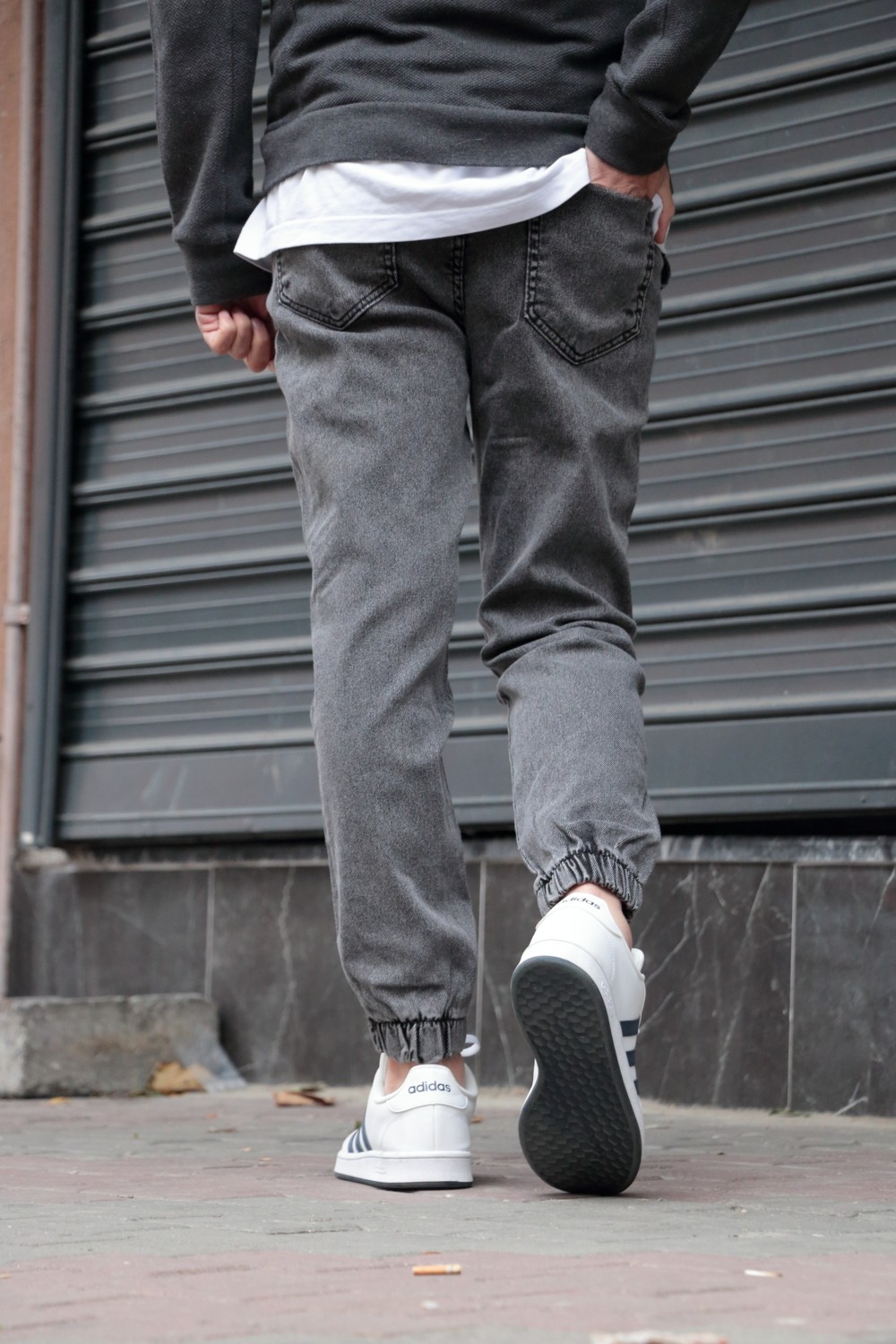 Greenpoll Erkek Siyah Jogger Kot Pantolon - Lastikli Bel ve Paça, Yıkamalı Denim görsel 7