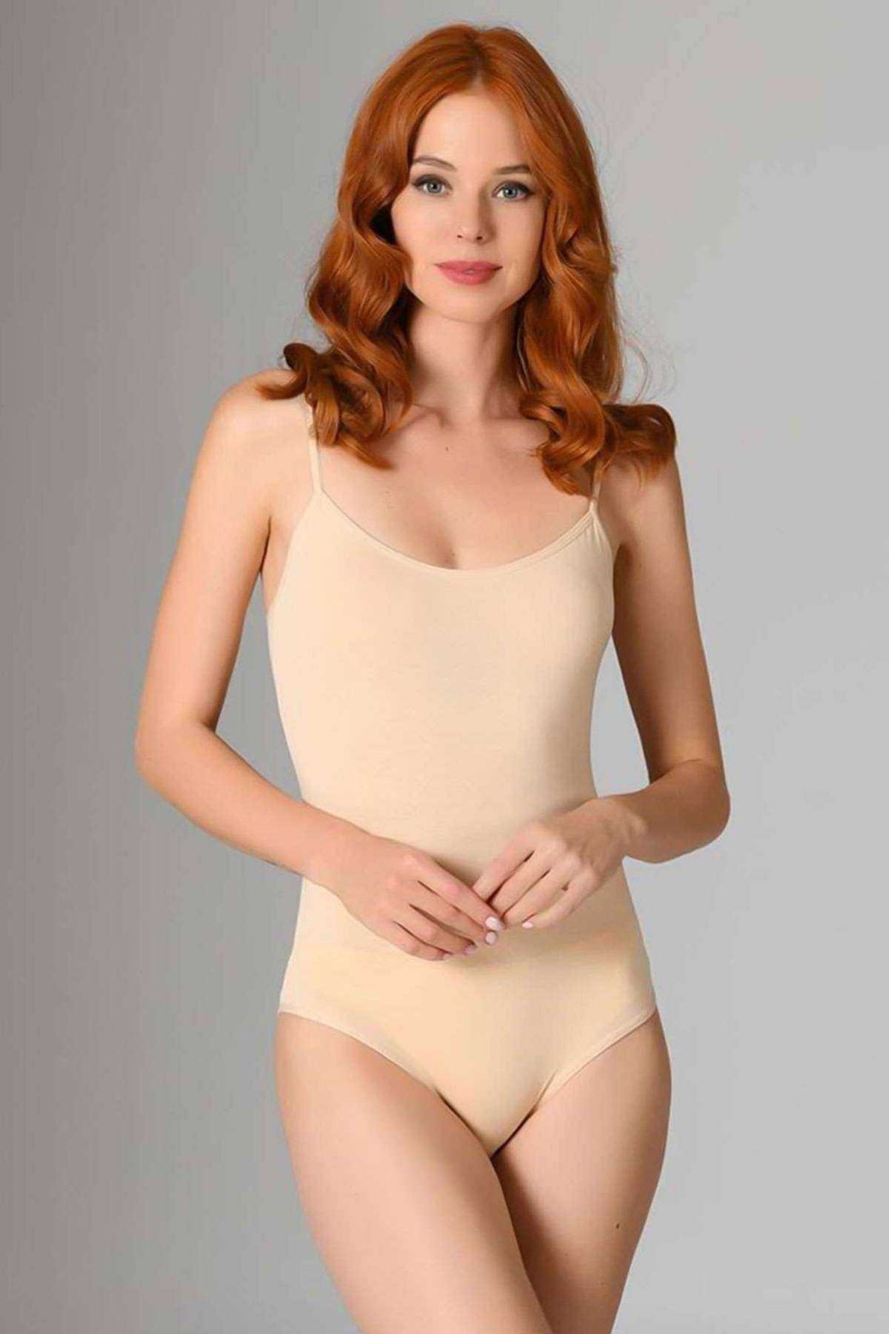 Ip Askılı Kadın Çıtçıtlı Body Ten Rengi