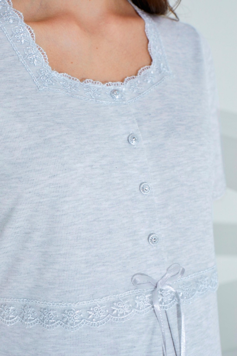 Etoile Bambu Dantel Detaylı Hamile Lohusa Pijama Takım 30256-30260 görsel 3