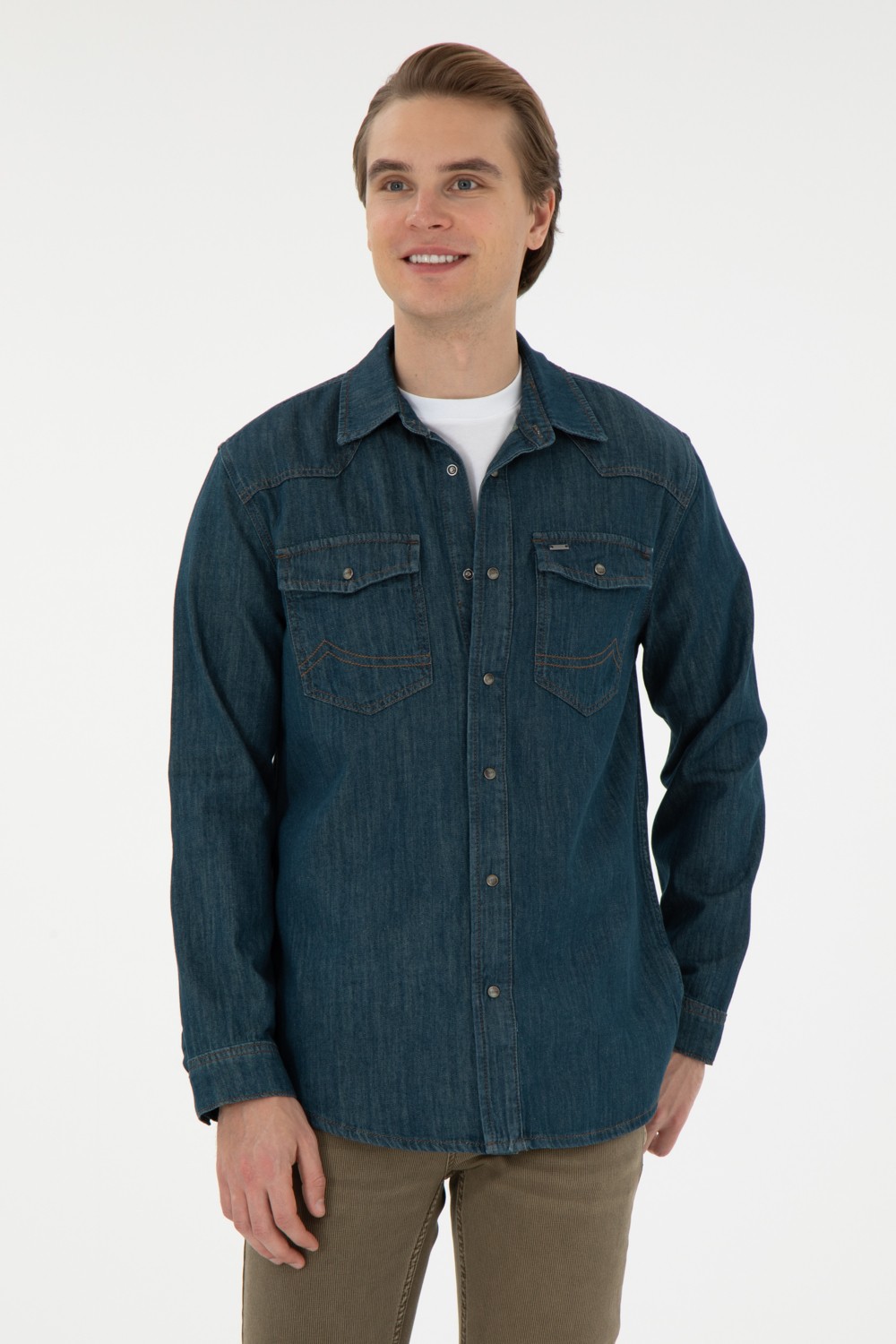 U.S. Polo Assn. Erkek Mavi Jean Gömlek 50289470-DN0030