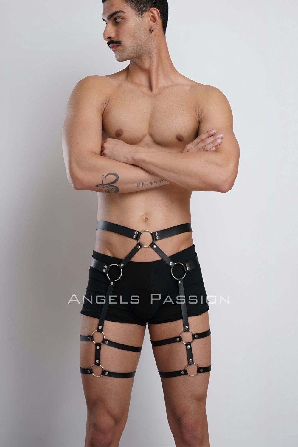Beruflic Deri Erkek Bacak Harness, Erkek Jartiyer, Erkek Fantezi Aksesuar - BRFM167 görsel 2
