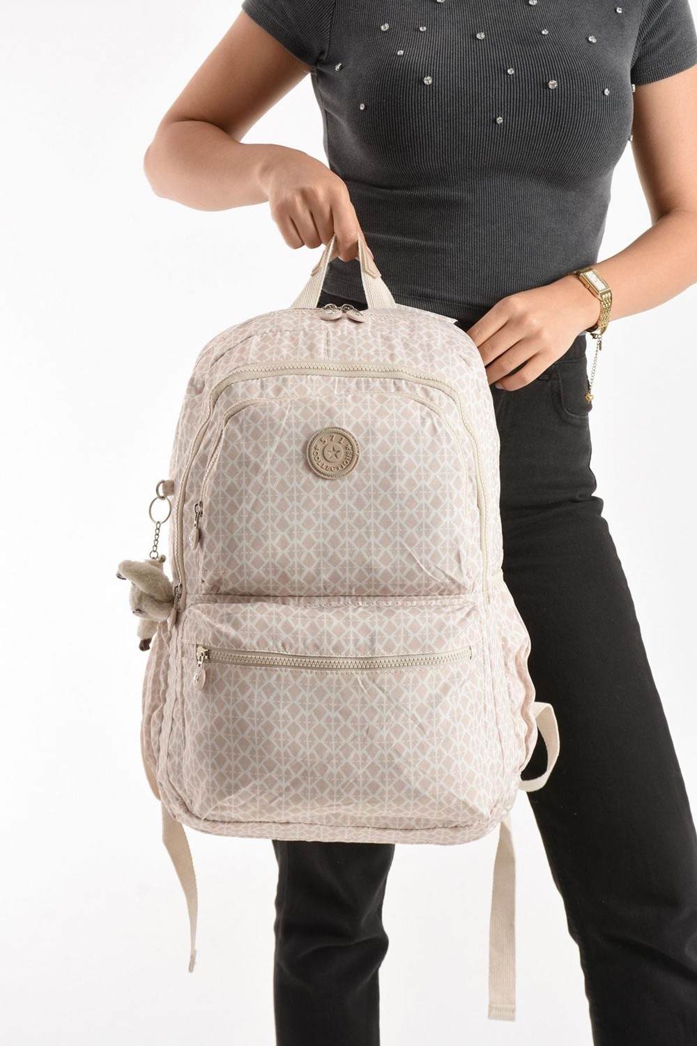 571 Collections Çanta Ultra Hafif Sırt Çantası Okul Seyahat Unisex Desenli Krem (Model: 571-1C) görsel 3