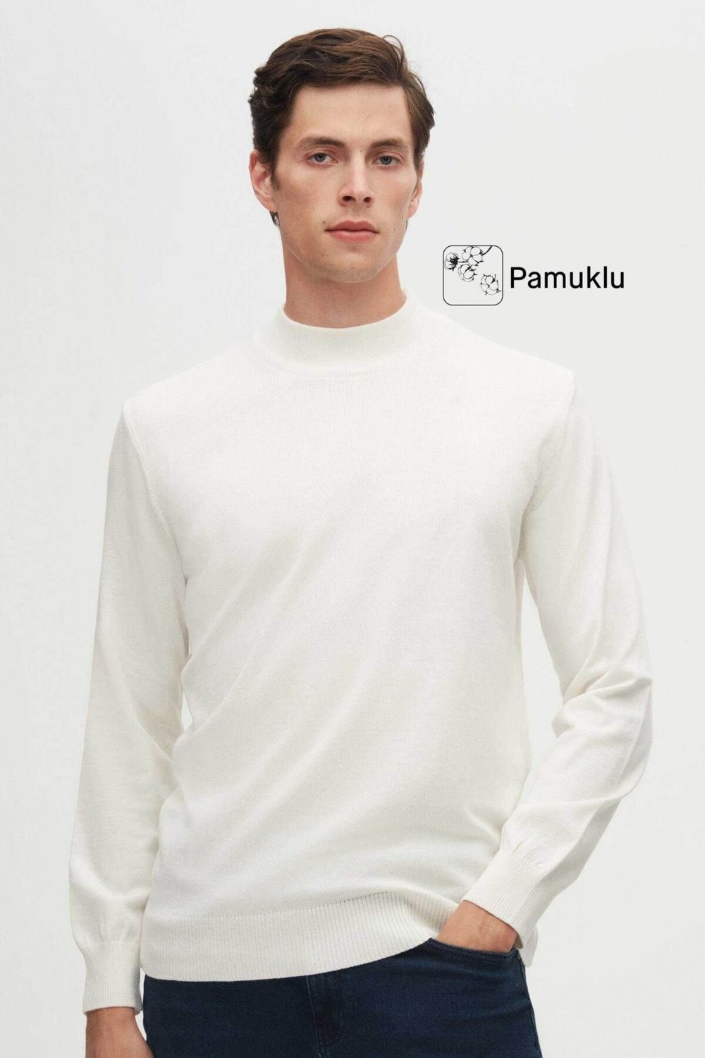 D'S Damat Regular Fit Siyah Pamuk Karışımlı Yarım Balıkçı Triko Kazak 5HF06ORT16275