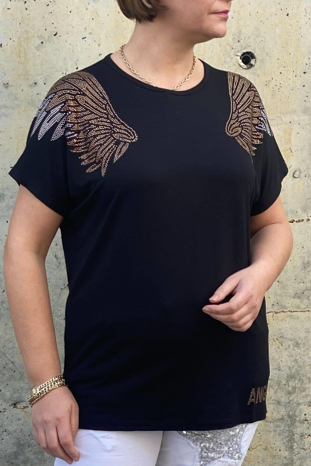 Mia Butik Büyük Beden Siyah Melek Bluz