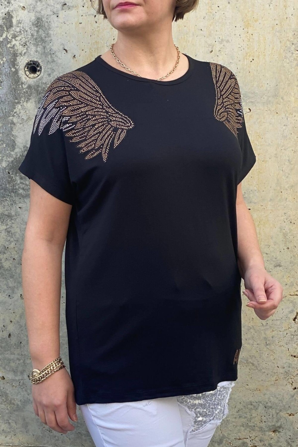 Mia Butik Büyük Beden Siyah Melek Bluz görsel 2