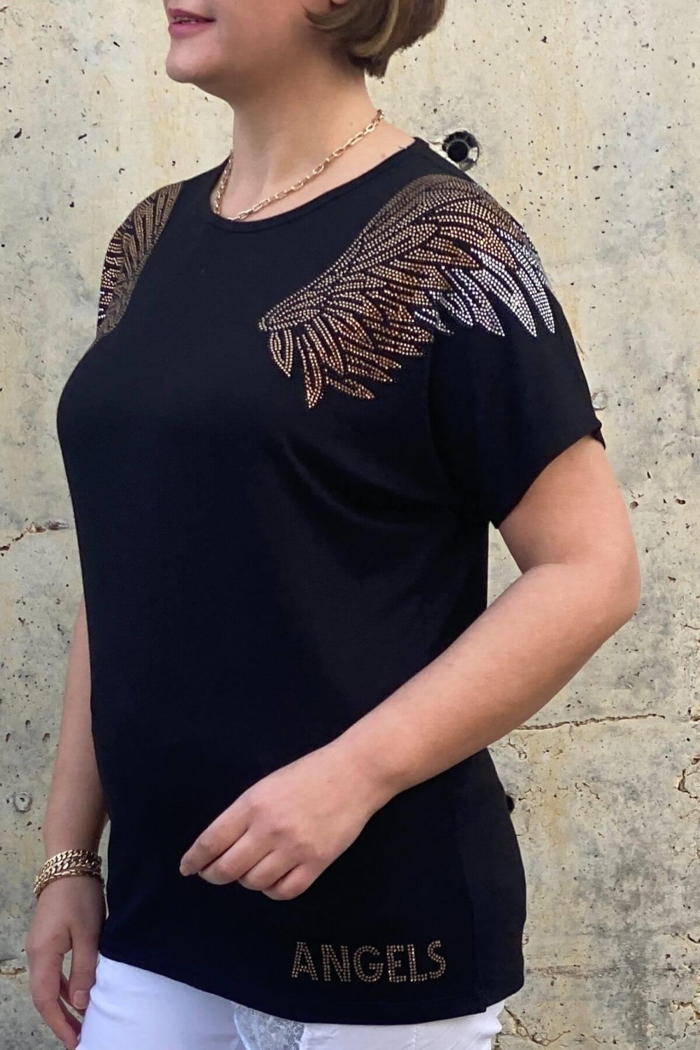 Mia Butik Büyük Beden Siyah Melek Bluz görsel 3