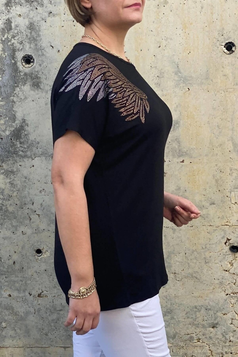 Mia Butik Büyük Beden Siyah Melek Bluz görsel 4
