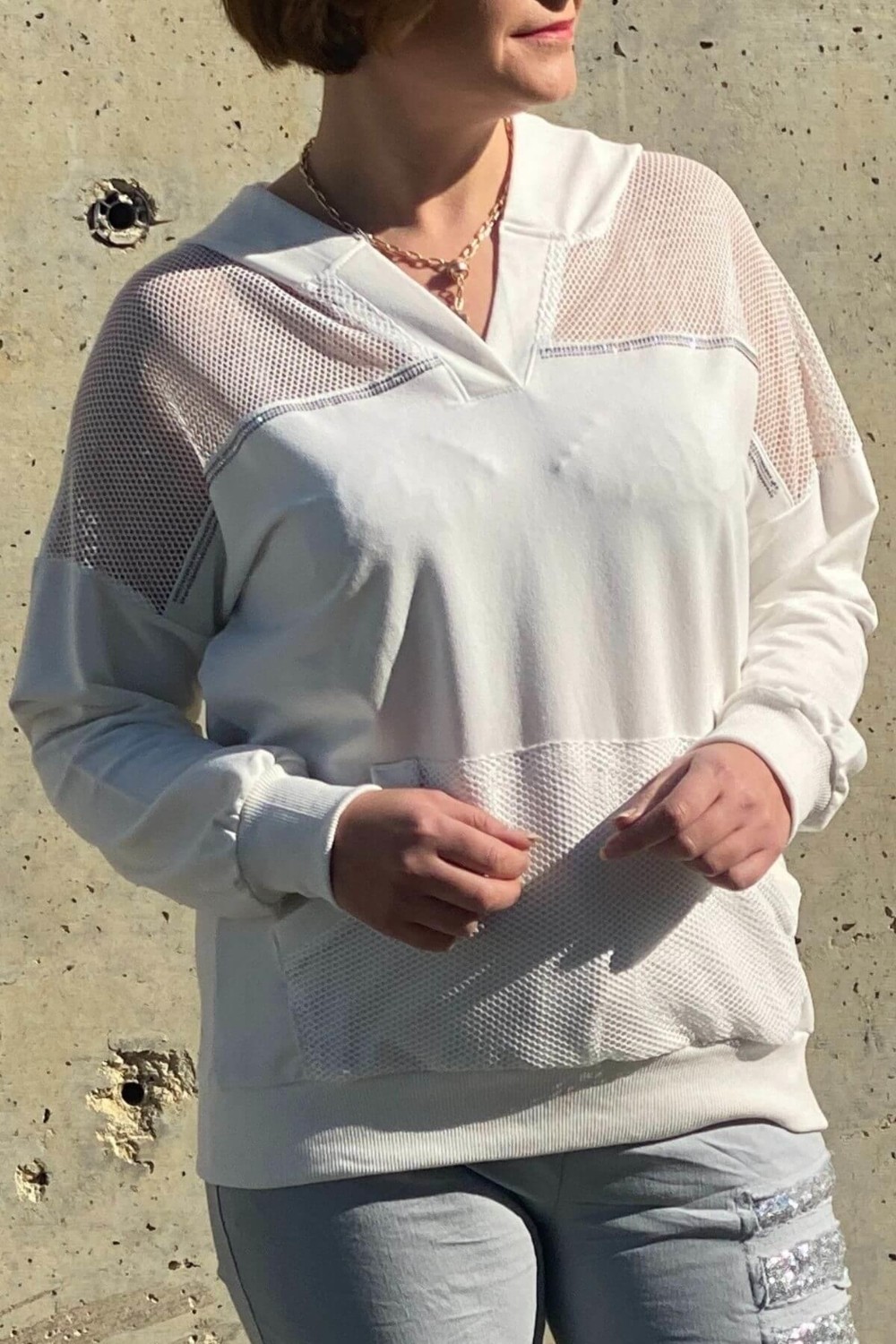 Mia Butik Kadın Beyaz File Detaylı Bluz görsel 7