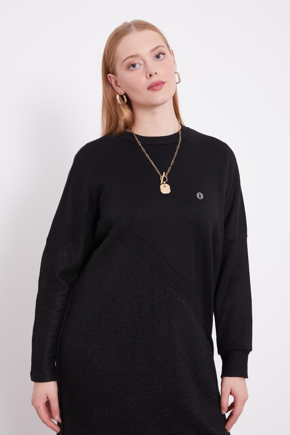 Lêvi D'or Siyah Simli Triko Tunik