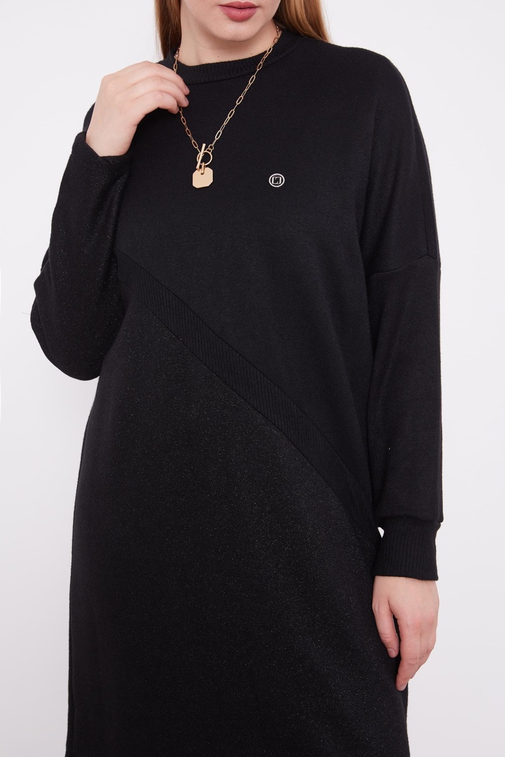 Lêvi D'or Siyah Simli Triko Tunik görsel 5