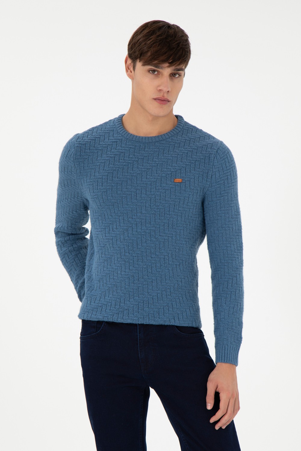 U.S. Polo Assn. Erkek Slim Fit Bisiklet Yaka Taş Kazak 50297050-VR049