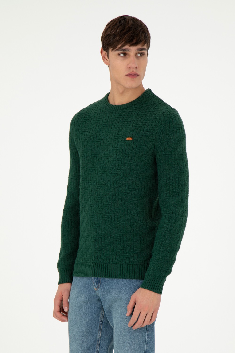 U.S. Polo Assn. Erkek Slim Fit Bisiklet Yaka Taş Kazak 50297050-VR049