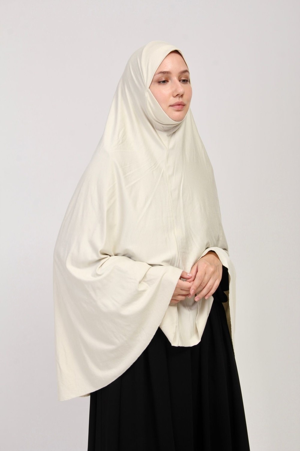 Manolyaşal İslamic Hijab Manolyaşal Pratik Eşarp Standart Beden Peçeli 5xl Sufle - Kahverengi görsel 2