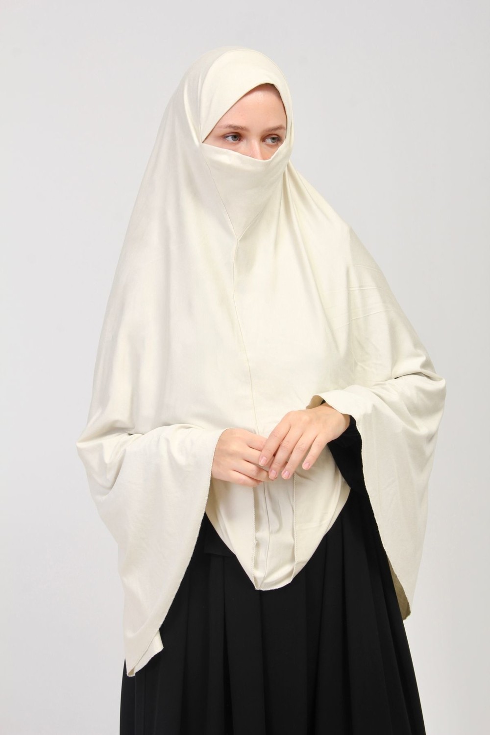 Manolyaşal İslamic Hijab Manolyaşal Pratik Eşarp Standart Beden Peçeli 5xl Sufle - Kahverengi görsel 5