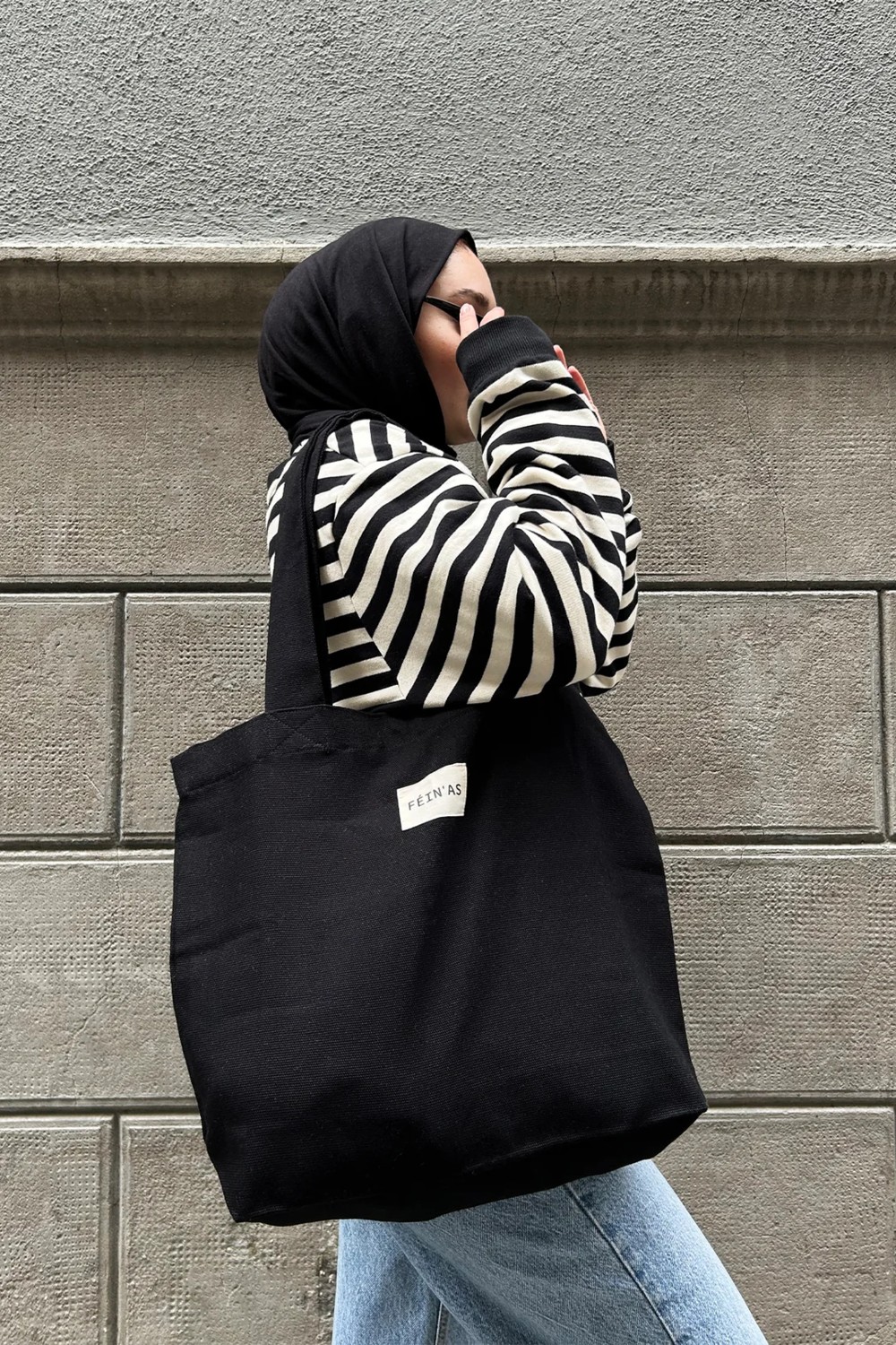 Feinas Gabardin Bez Çanta - Siyah (Mıknanıs Çıt Çıt - Pamuk Gabardin) görsel 3