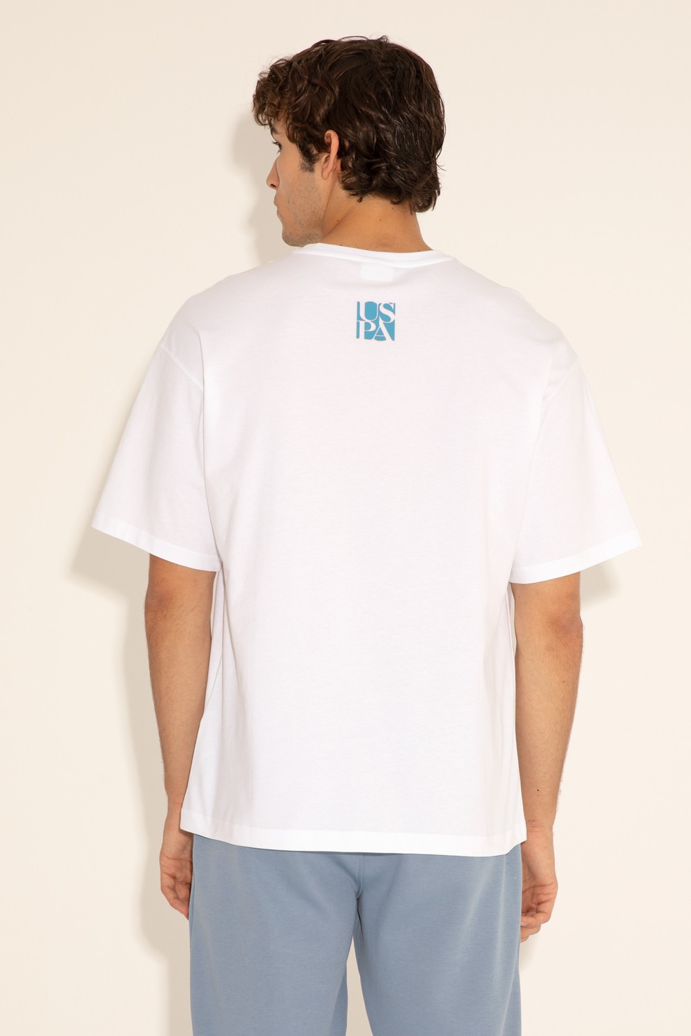 U.S. Polo Assn. Erkek Comfort Fit Bisiklet Yaka Beyaz Tişört 50287046-VR013 görsel 6