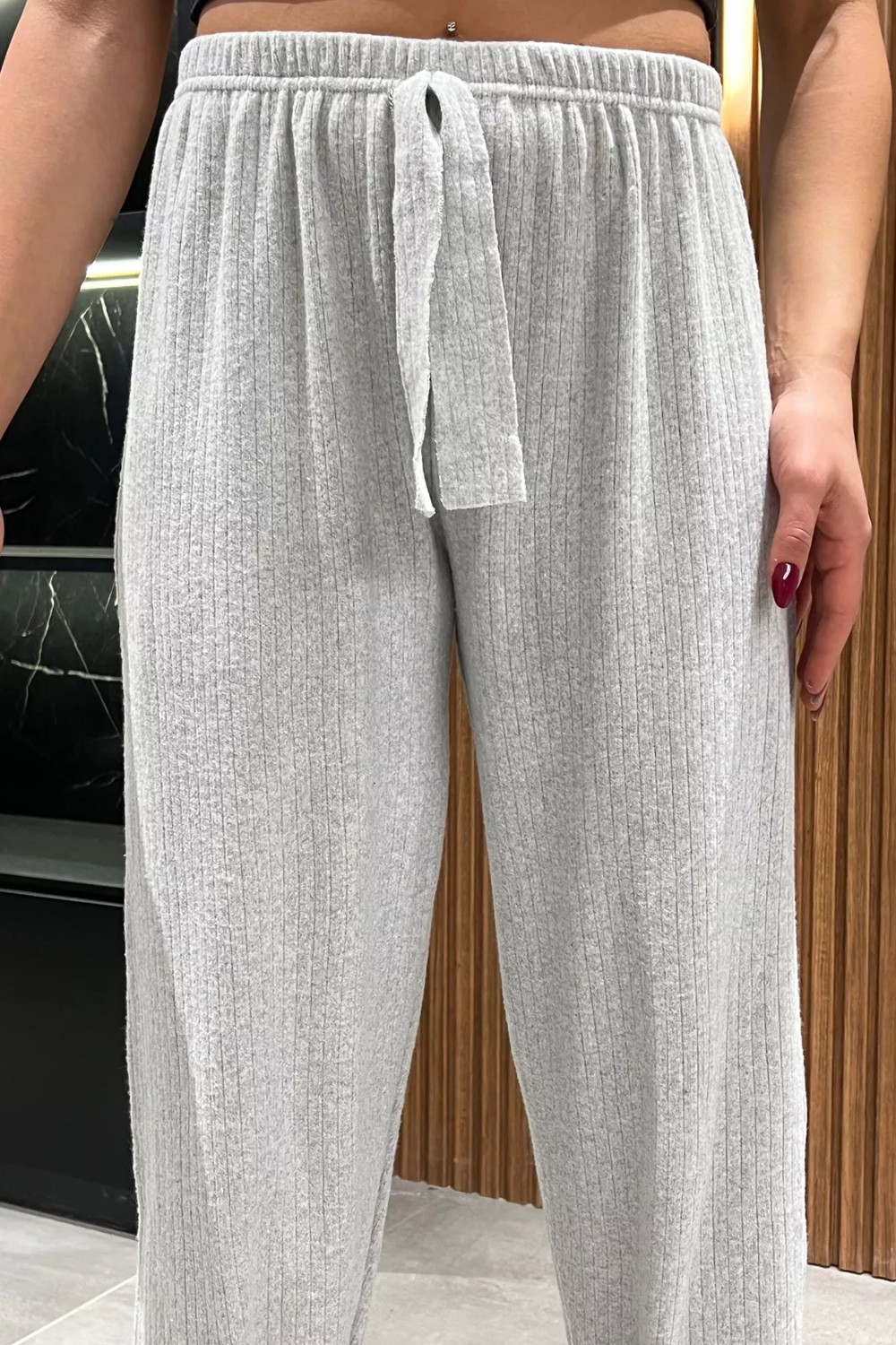 Gülseli Fitilli Paça Lastikli Pantolon P-00013132 görsel 4