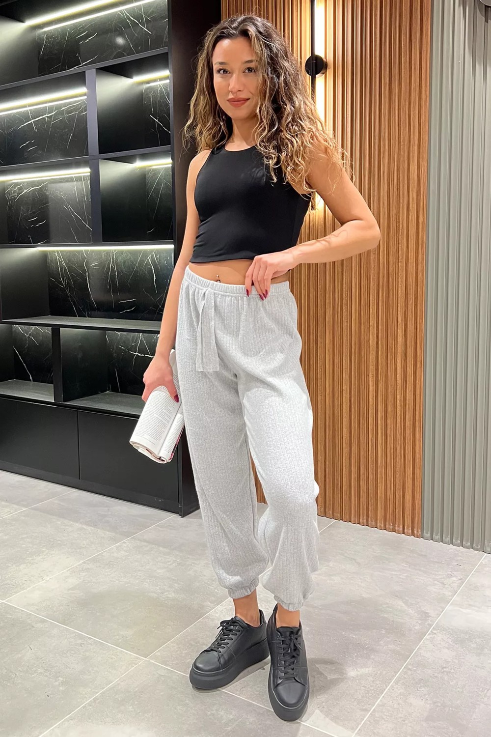 Gülseli Fitilli Paça Lastikli Pantolon P-00013132
