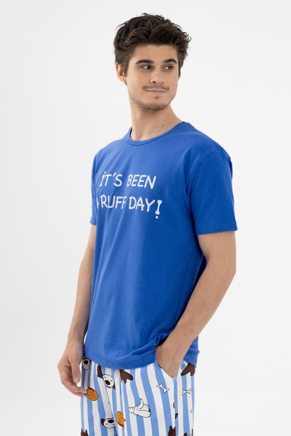 Koza İç Giyim Erkek Kısa Kollu Pamuklu Hayvan Desenli Pijama Takımı