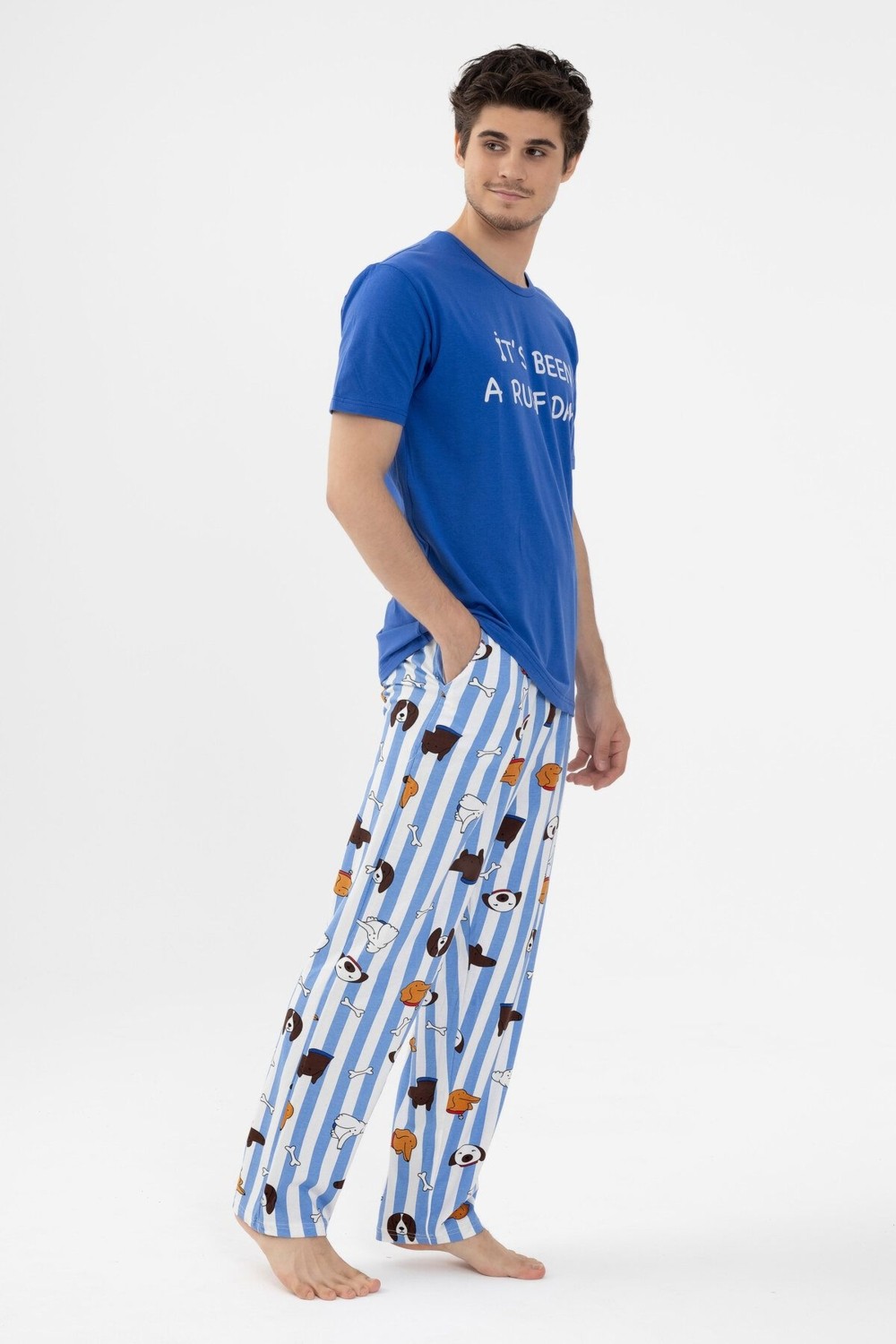 Koza İç Giyim Erkek Kısa Kollu Pamuklu Hayvan Desenli Pijama Takımı görsel 2