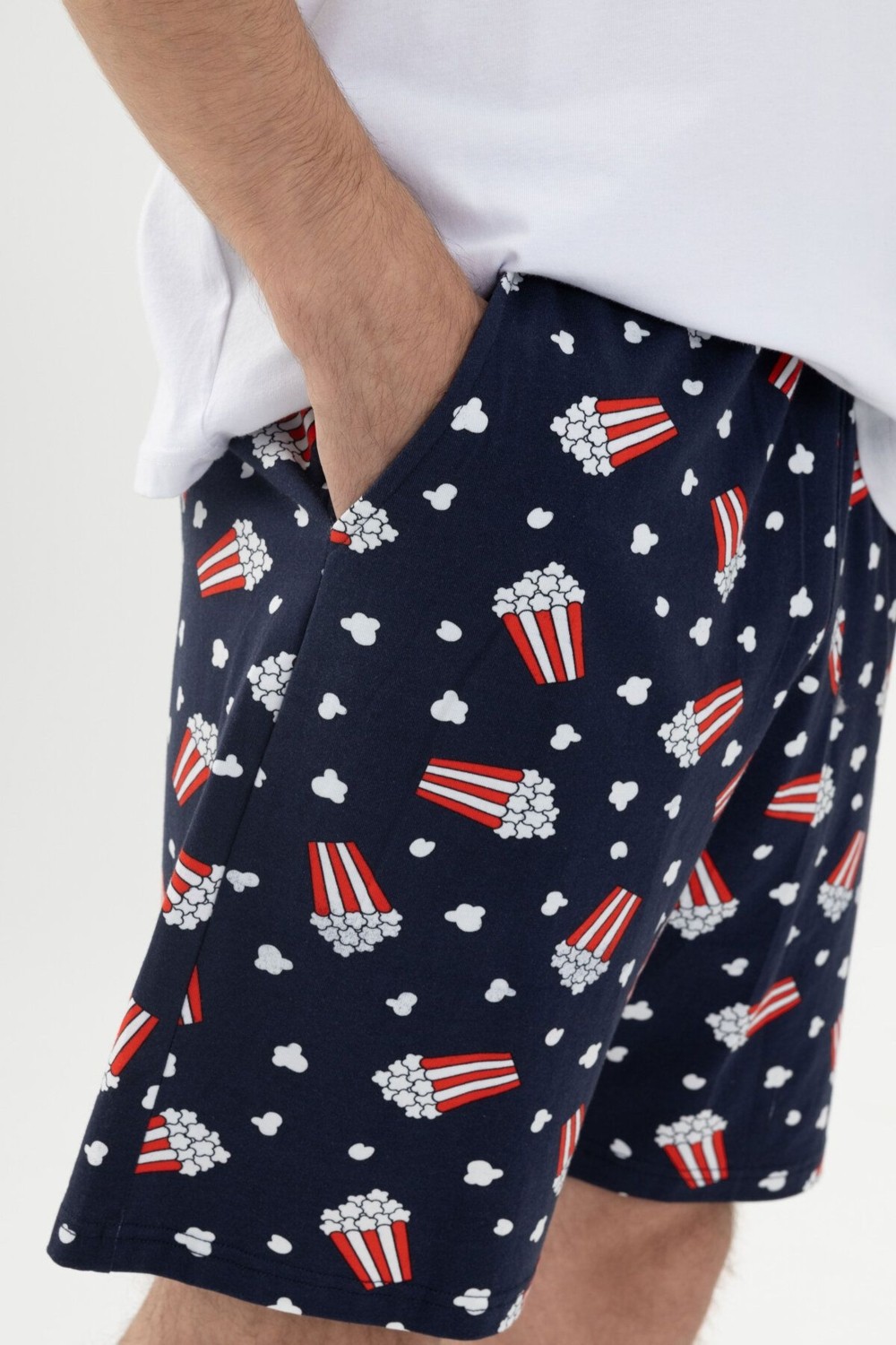 Koza İç Giyim Erkek Pamuklu Popcorn Desenli Kısa Kollu Şortlu Pijama Takımı L Beden Yumuşak Dokulu Rahat Kullanım görsel 6