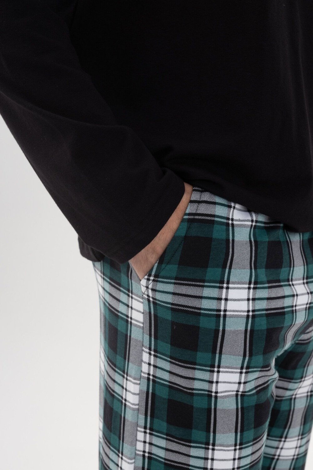 Koza İç Giyim Erkek Pamuklu Uzun Kollu Yamalı Ekose Desenli Pijama Takımı görsel 7