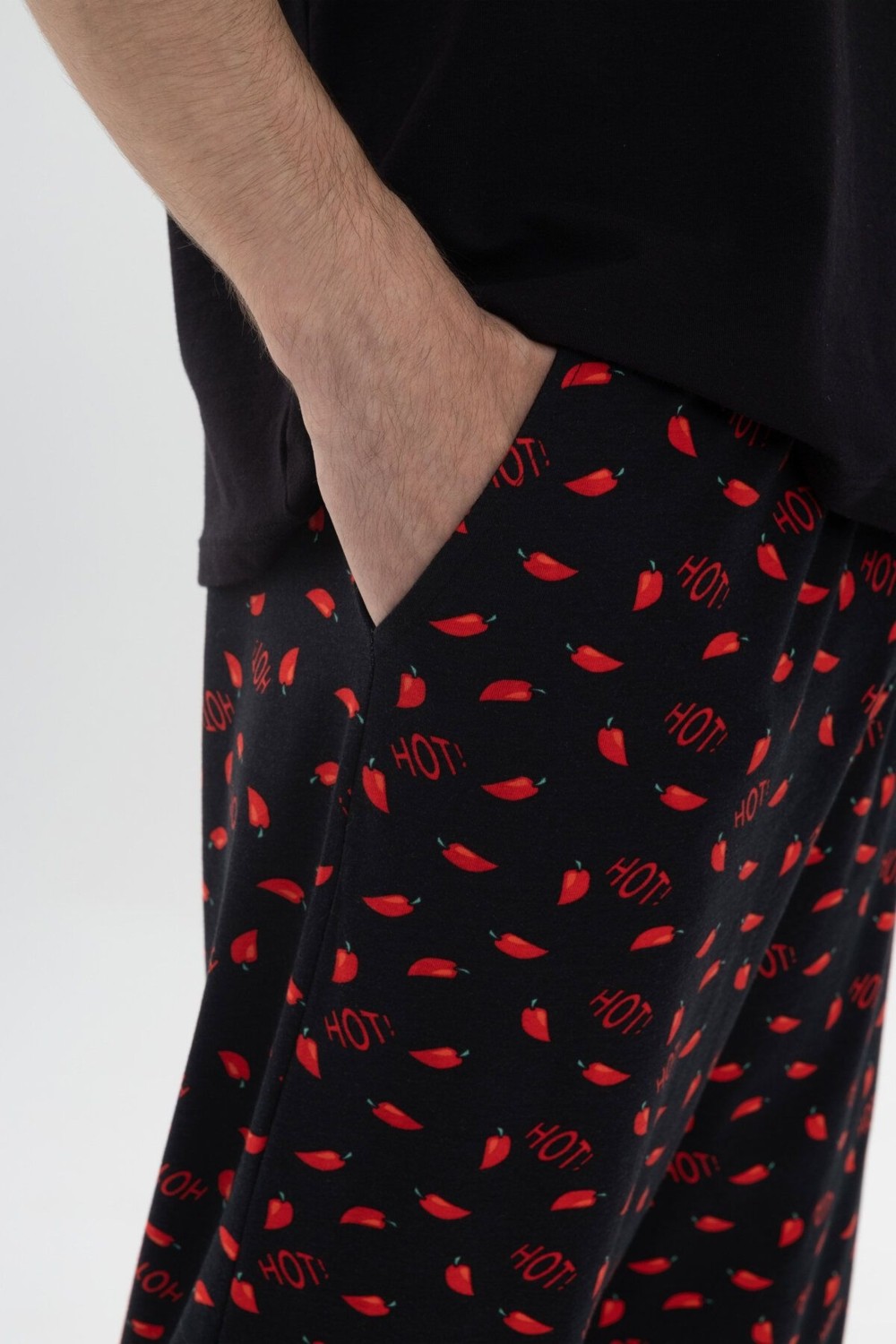 Koza İç Giyim Erkek Pamuklu Kısa Kollu Chilli Baskılı Cep Detaylı Pijama Takımı görsel 4