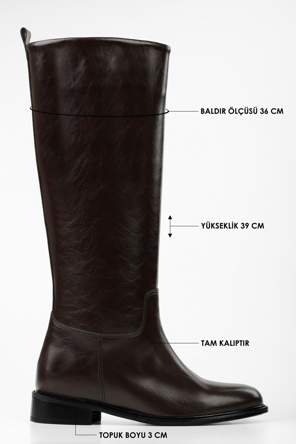 Shoeberry Kadın Binici Çizme Kahve Renk Suni Deri Malzeme ile Şık ve Konforlu Kullanım görsel 4