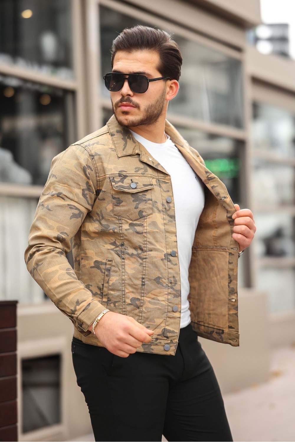 Serseri Jeans Koyu Haki Erkek Kot Ceket