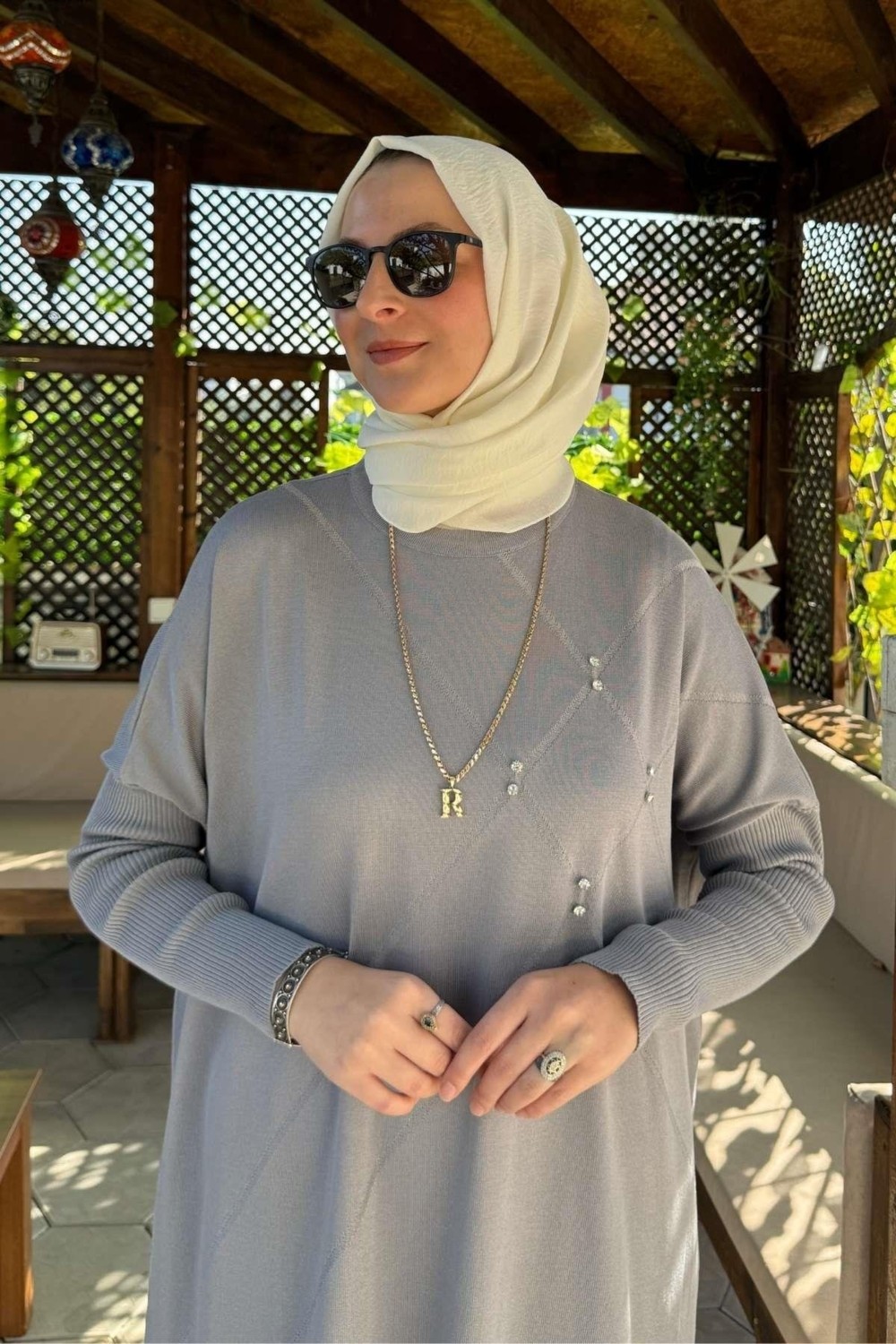 Rabia Şamlı Melda Triko Tunik Gri görsel 4
