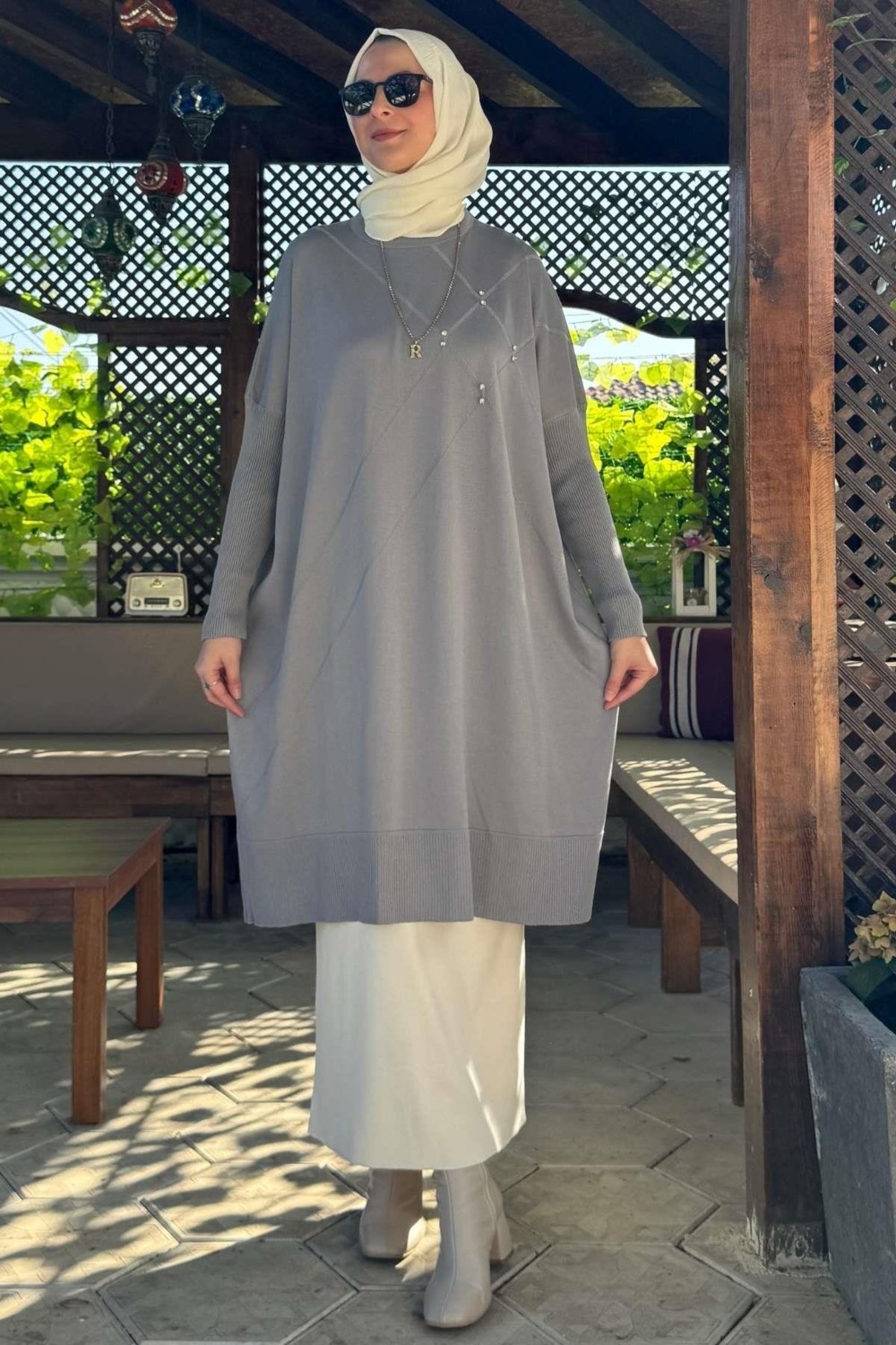 Rabia Şamlı Melda Triko Tunik Gri görsel 5