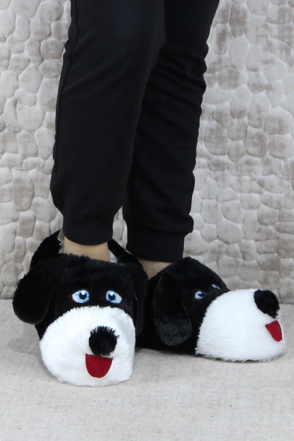 Fort Sevimli Köpek Figürlü Peluş Panduf Hayvanlı Yumuşak Kadın Panduf görsel 7