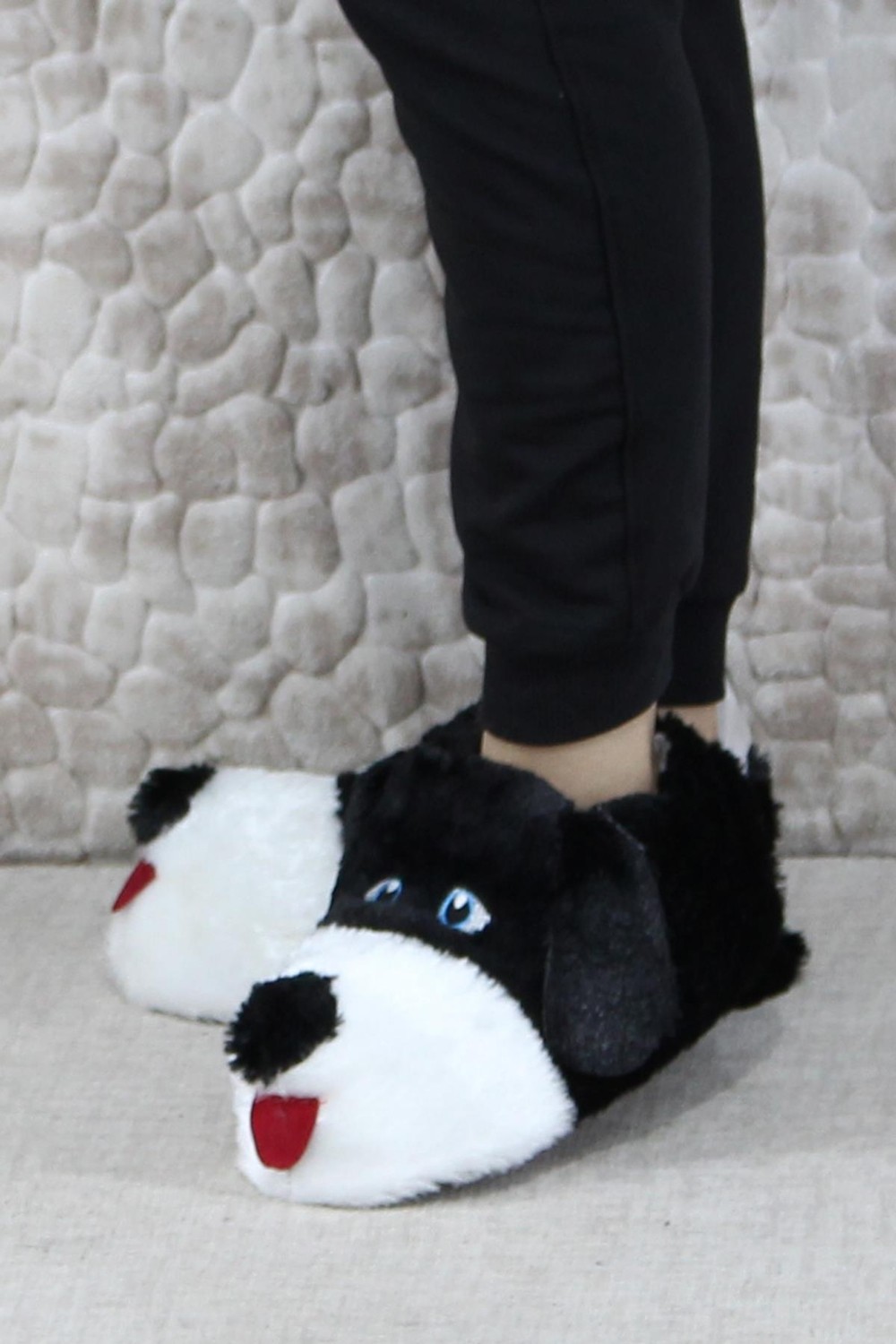 Fort Sevimli Köpek Figürlü Peluş Panduf Hayvanlı Yumuşak Kadın Panduf görsel 8