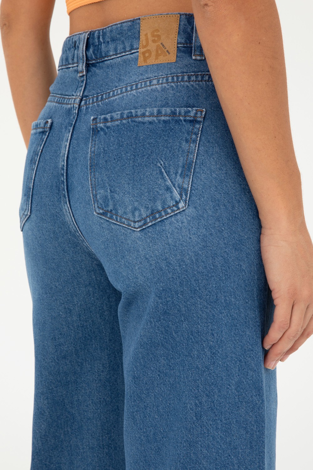 U.S. Polo Assn. Kadın Mavi Flare Cropped Fit Jean Pantolon 50282856-DN0022 görsel 6