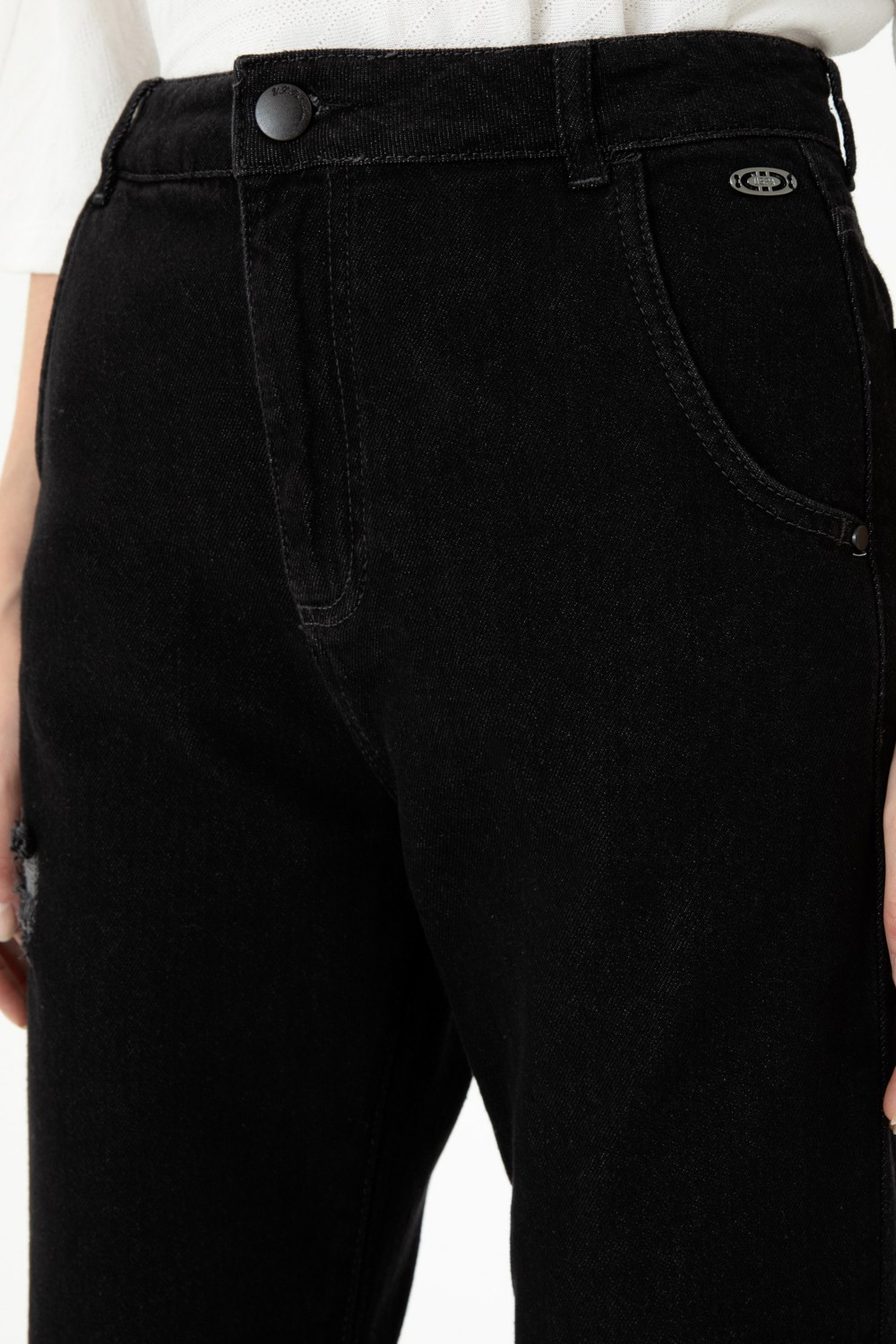 U.S. Polo Assn. Kadın Siyah Mom High Waist Fit Jean Pantolon 50272278-DN0027 görsel 6