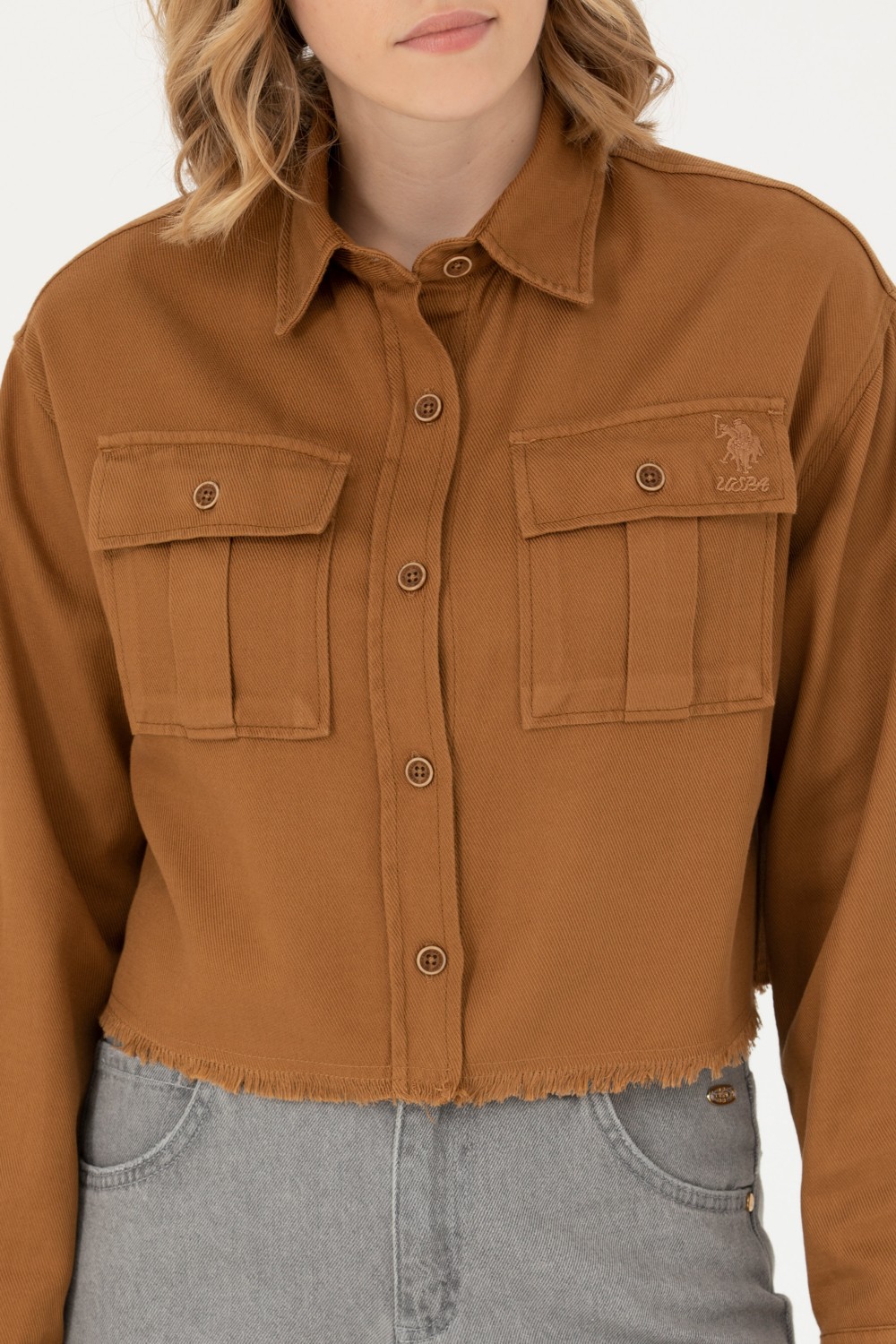U.S. Polo Assn. Kadın Coconut Uzun Kollu Gömlek 50271427-VR153 görsel 6