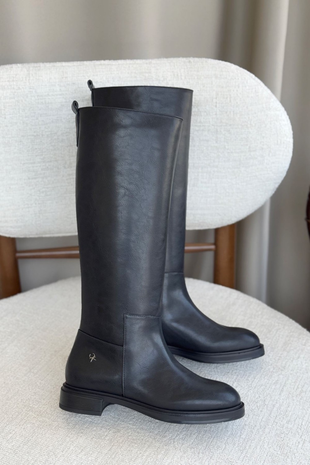 Moda Adam Kadın Poter Düz Tabanlı Tokalı Çizme - Siyah-Kroko görsel 6