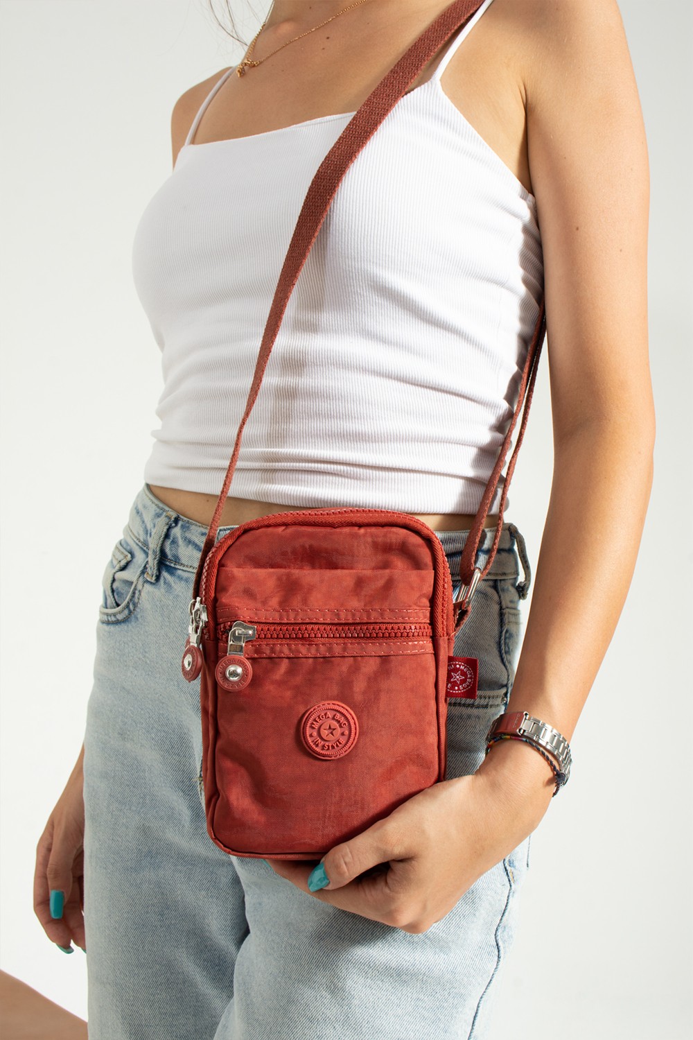 Mega Bag M 227 Mega Bag Krinkıl Kumaş Unisex Küçük Omuz Çantası, Telefonluk görsel 2
