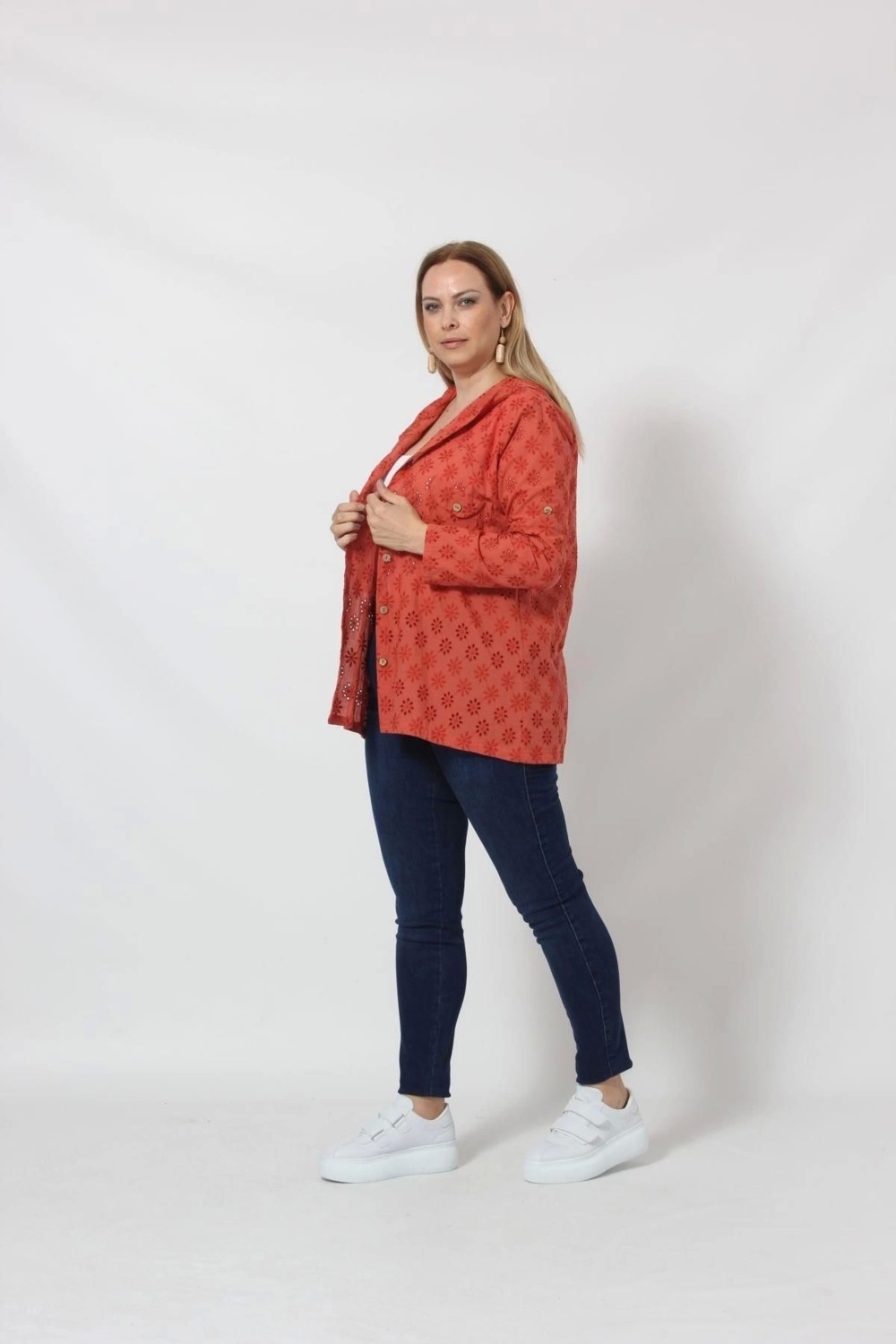 Moda Berray B029T Kapüşonlu Delikli Mevsimlik Ceket Tarçın