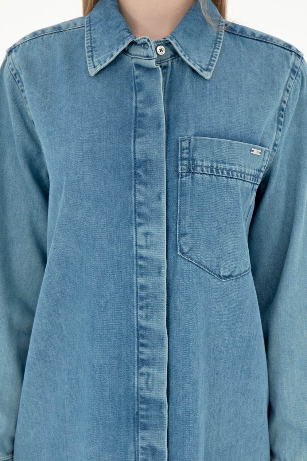 U.S. Polo Assn. Kadın Mavi Mini Boy Jean Elbise 50289334-DN0022 görsel 5