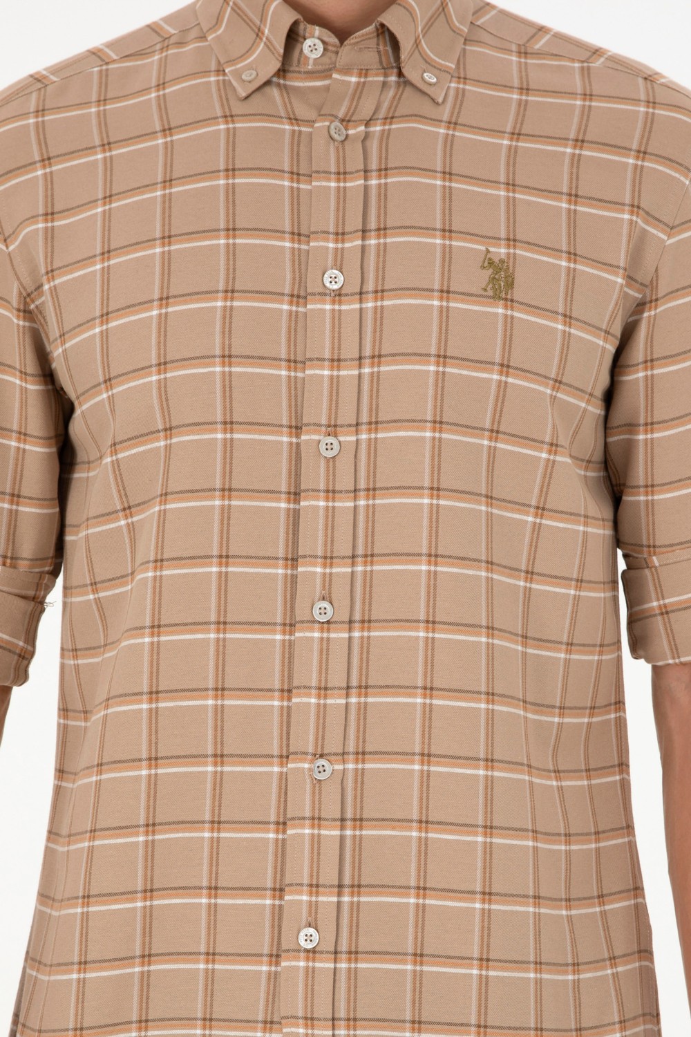 U.S. Polo Assn. Erkek Kum Uzun Kollu Gömlek 50296615-VR085 görsel 6