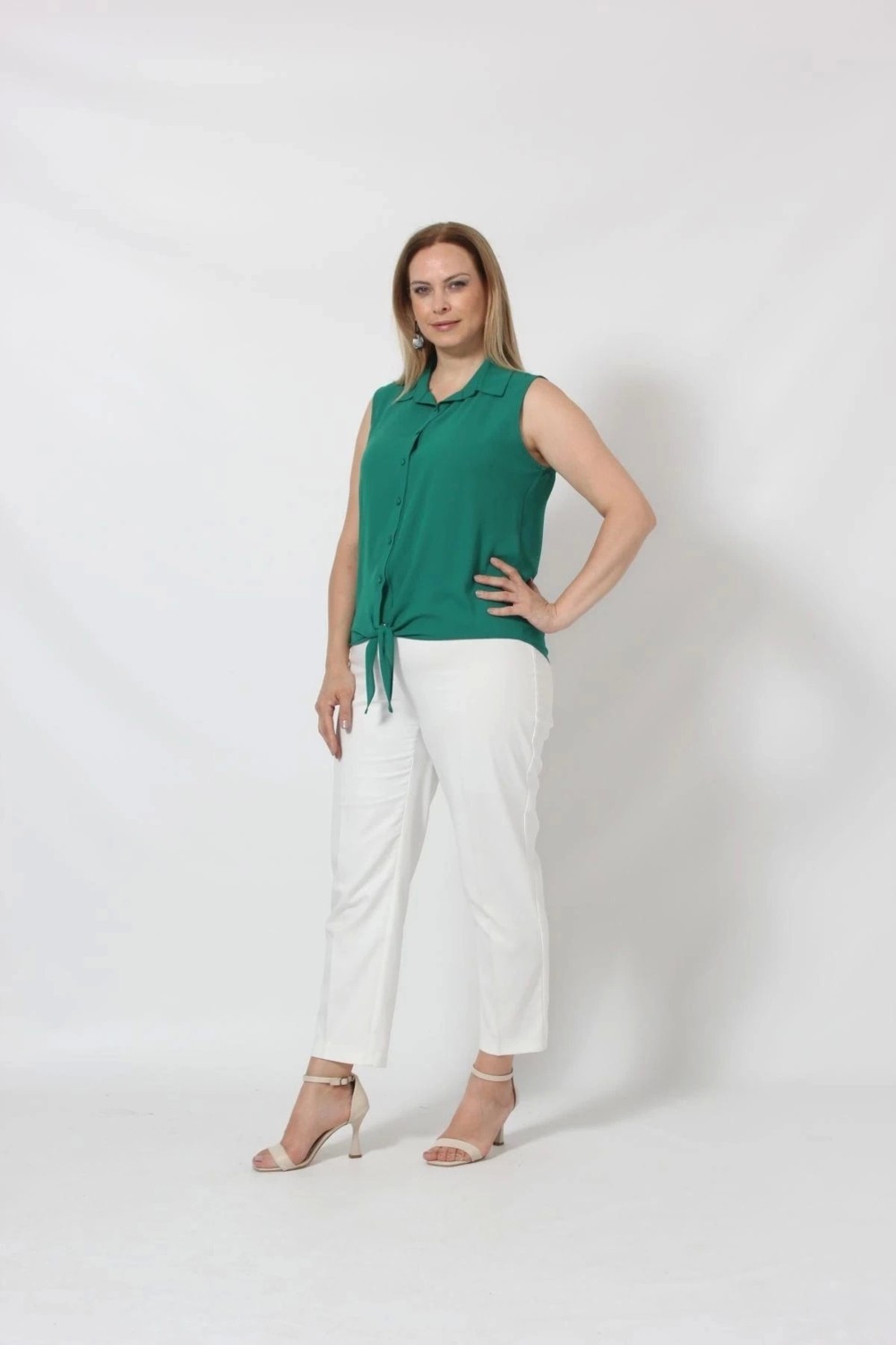 Moda Berray 3253 Kolsuz Bağlamalı Gömlek Mint Yeşili
