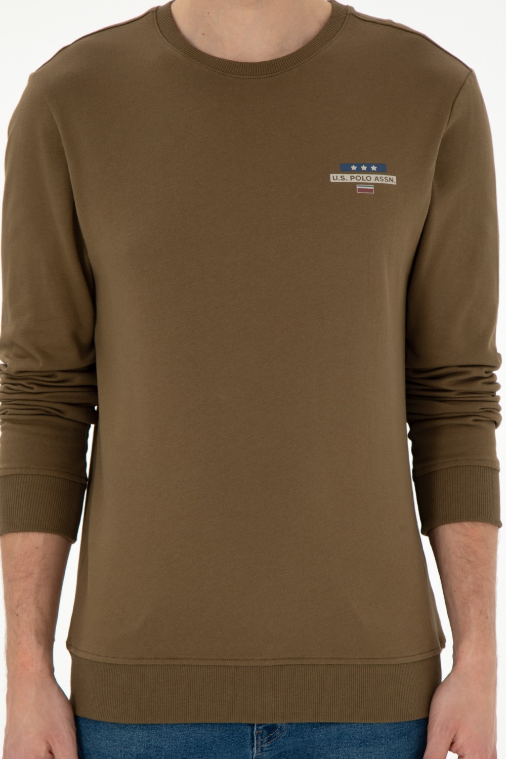 U.S. Polo Assn. Erkek Regular Fit Bisiklet Yaka Haki Sweatshirt 50293742-VR027 görsel 6