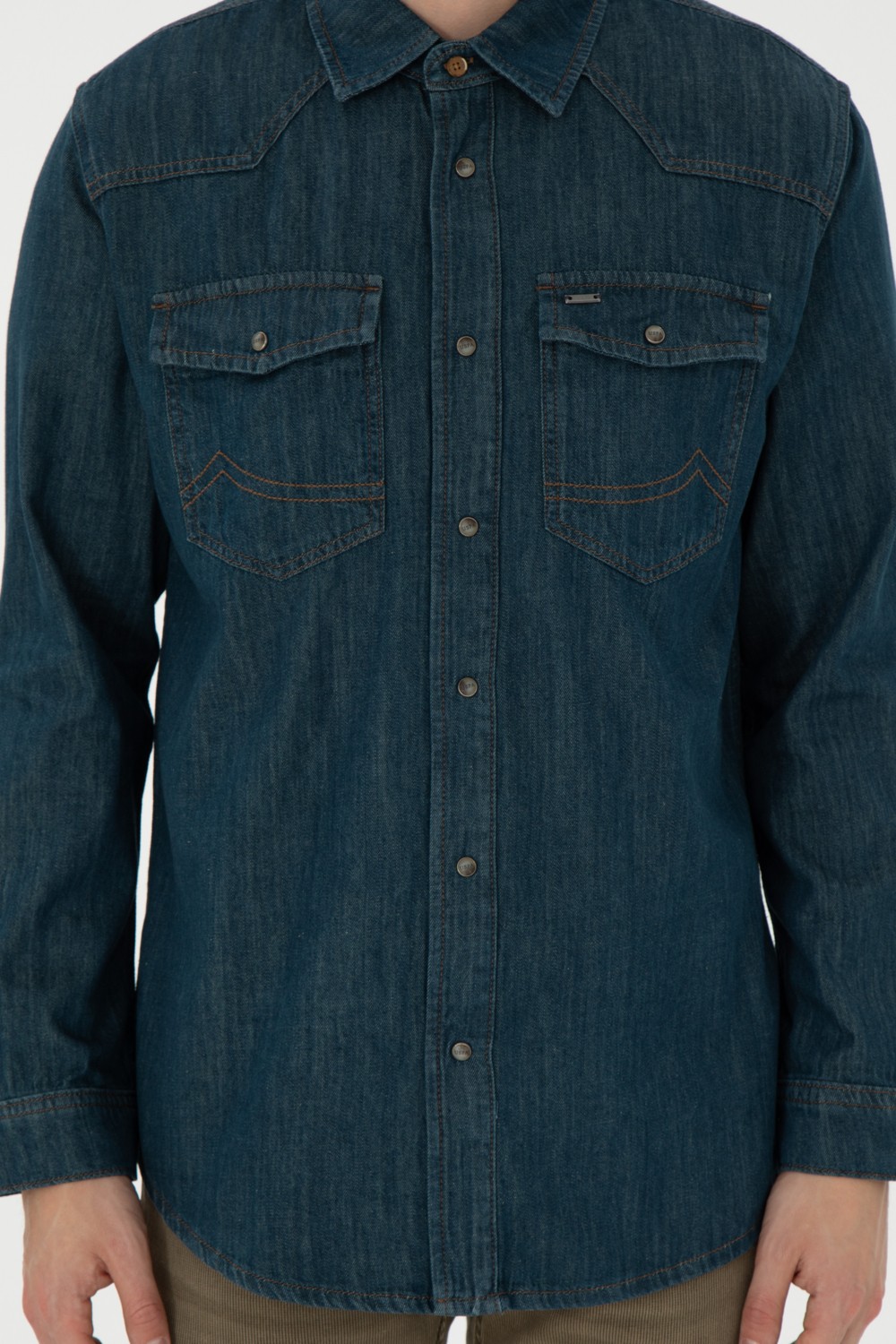 U.S. Polo Assn. Erkek Mavi Jean Gömlek 50289470-DN0030 görsel 6