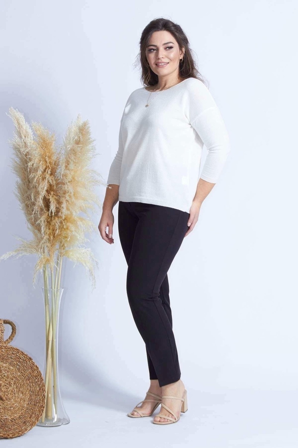 Moda Berray 4011 Krem Truvakar Kol Büyük Beden Triko