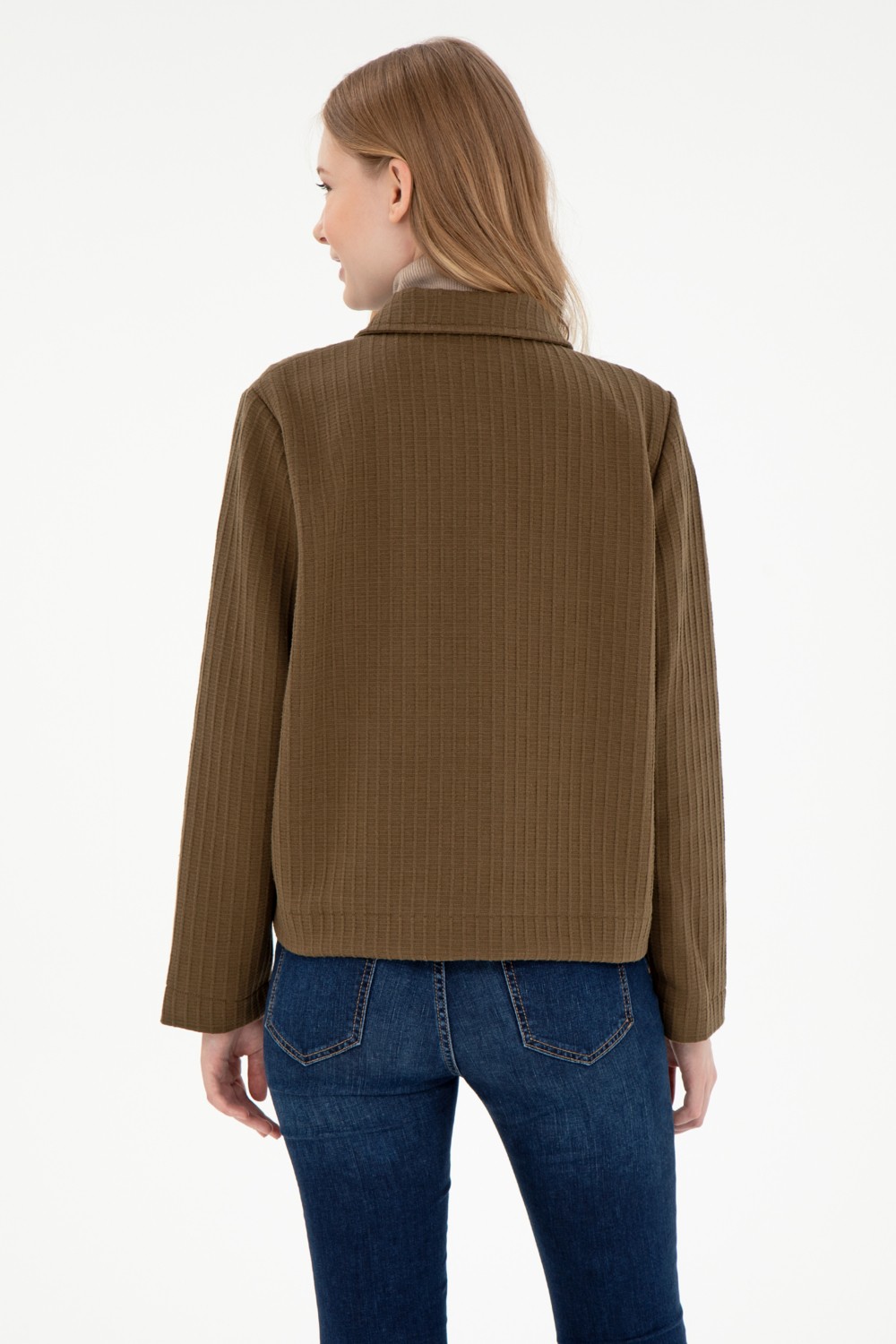 U.S. Polo Assn. Kadın Lacivert Fermuarlı Polo Yaka Sweatshirt 50295811-VR033 görsel 5