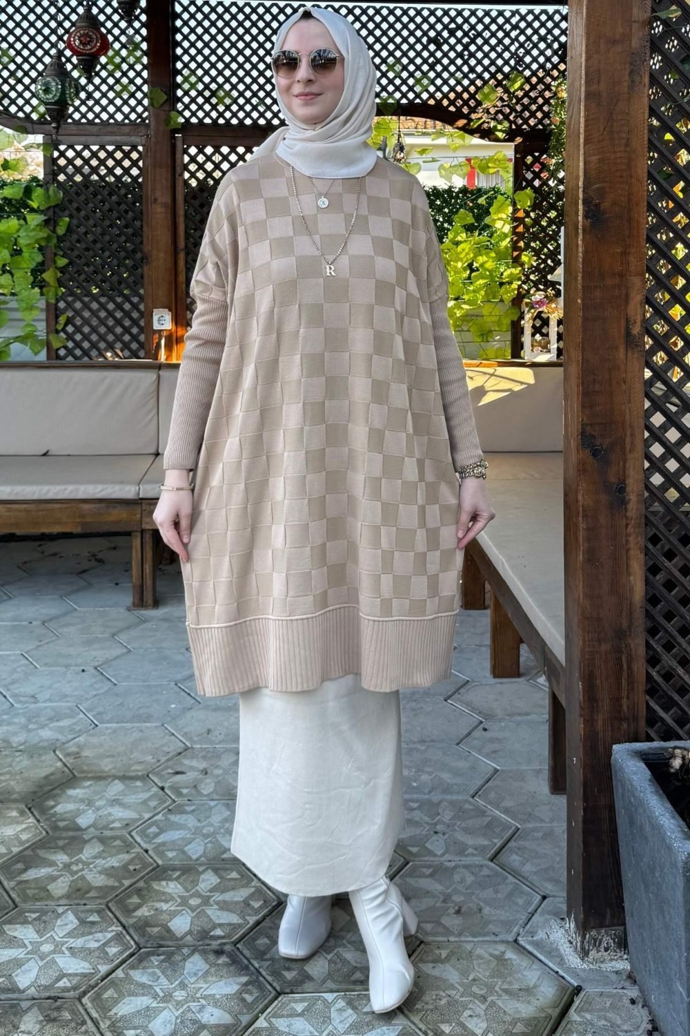 Rabia Şamlı Arzu Triko Tunik Bej